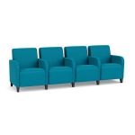 Siena 4 Seat Sofa with Center Arms and BLACK Wooden Legs with WATERFALL Upholstery