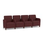 Siena 4 Seat Sofa with Center Arms and WALNUT Wooden Legs with NEBBIOLO Upholstery