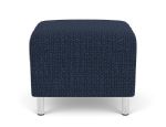 Siena Waiting Room Ottoman with Brushed STEEL Legs and BLUEBERRY Upholstery