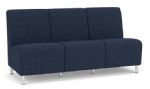 Siena Armless 3 Seat Sofa with Brushed STEEL Legs and BLUEBERRY Upholstery