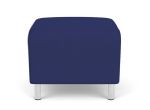 Siena Waiting Room Ottoman with Brushed STEEL Legs and COBALT Upholstery