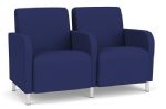 Lesro Siena 2 Seat Waiting Room Sofa with Brushed STEEL Legs and COBALT Upholstery