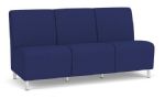 Siena Armless 3 Seat Sofa with Brushed STEEL Legs and COBALT Upholstery