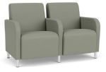 Lesro Siena 2 Seat Waiting Room Sofa with Brushed STEEL Legs and EUCALYPTUS Upholstery