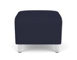 Siena Waiting Room Ottoman with Brushed STEEL Legs and NAVY Upholstery