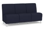 Siena Armless 3 Seat Sofa with Brushed STEEL Legs and NAVY Upholstery
