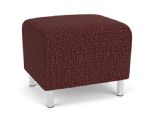 Siena Waiting Room Ottoman with Brushed STEEL Legs and NEBBIOLO Upholstery
