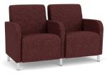 Lesro Siena 2 Seat Waiting Room Sofa with Brushed STEEL Legs and NEBBIOLO Upholstery