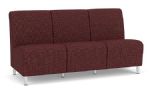Siena Armless 3 Seat Sofa with Brushed STEEL Legs and NEBBIOLO Upholstery