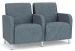 Lesro Siena 2 Seat Waiting Room Sofa with Brushed STEEL Legs and SERENE Upholstery