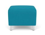 Siena Waiting Room Ottoman with Brushed STEEL Legs and WATERFALL Upholstery