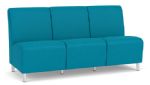 Siena Armless 3 Seat Sofa with Brushed STEEL Legs and WATERFALL Upholstery