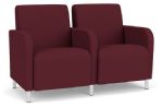 Lesro Siena 2 Seat Waiting Room Sofa with Brushed STEEL Legs and WINE Upholstery