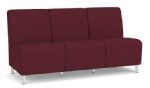 Siena Armless 3 Seat Sofa with Brushed STEEL Legs and WINE Upholstery