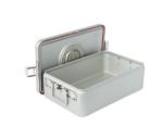 Sterilization Container, 3/4 Size, Flat Bottom, Aluminum, Lid, Gray Handle, 18 in. x 11 in. x 6 in.