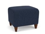 Siena Waiting Room Ottoman with WALNUT Wooden Legs and BLUEBERRY Upholstery