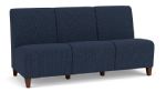 Siena Armless 3 Seat Sofa with WALNUT Wooden Legs and BLUEBERRY Upholstery