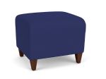 Siena Waiting Room Ottoman with WALNUT Wooden Legs and COBALT Upholstery