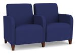 Lesro Siena 2 Seat Waiting Room Sofa with WALNUT Wooden Legs and COBALT Upholstery