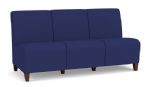 Siena Armless 3 Seat Sofa with WALNUT Wooden Legs and COBALT Upholstery