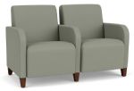 Lesro Siena 2 Seat Waiting Room Sofa with WALNUT Wooden Legs and EUCALYPTUS Upholstery