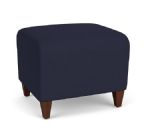 Siena Waiting Room Ottoman with WALNUT Wooden Legs and NAVY Upholstery