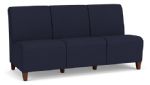 Siena Armless 3 Seat Sofa with WALNUT Wooden Legs and NAVY Upholstery