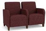 Lesro Siena 2 Seat Waiting Room Sofa with WALNUT Wooden Legs and NEBBIOLO Upholstery
