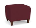 Siena Waiting Room Ottoman with WALNUT Wooden Legs and WINE Upholstery