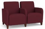 Lesro Siena 2 Seat Waiting Room Sofa with WALNUT Wooden Legs and WINE Upholstery