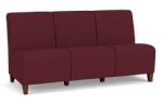 Siena Armless 3 Seat Sofa with WALNUT Wooden Legs and WINE Upholstery