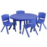 BLUE - Table and 4 Chairs - 33-in