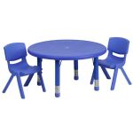 BLUE - Table and 2 Chairs - 33-in