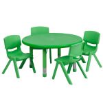 GREEN - Table and 4 Chairs - 33-in