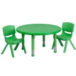 GREEN -Table and 2 Chairs - 33-in