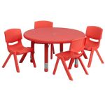 RED - Table and 4 Chairs - 33-in