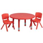 RED - Table and 2 Chairs - 33-in