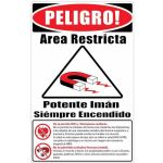 MRI Warning Wall Sign - Items Not Allowed, Spanish, 12