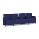 Siena 4 Seat Sofa with Center Arms and BLACK Wooden Legs with COBALT Upholstery
