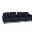 Siena 4 Seat Sofa with Center Arms and BLACK Wooden Legs with NAVY Upholstery