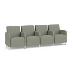 Siena 4 Seat Sofa with Center Arms and Brushed STEEL Legs with EUCALYPTUS  Upholstery