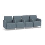 Siena 4 Seat Sofa with Center Arms and Brushed STEEL Legs with SERENE Upholstery