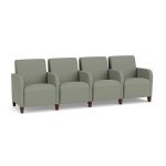 Siena 4 Seat Sofa with Center Arms and WALNUT Wooden Legs with EUCALYPTUS  Upholstery