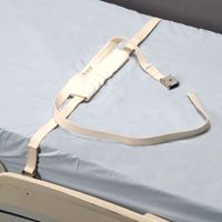 Interlocking harness helps prevent the patient from sliding out of the belt
