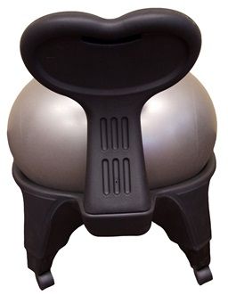 The chair features a removable back support and risers to increase the chair's height to accommodate users ranging from 5' to 6'3￿. Equipped with rolling casters, the J-Fit Stability Ball Chair makes an excellent addition to both home and office.