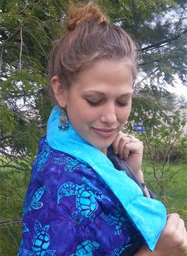 Weighted Washable Body Shawl in Batik Turtle and Teal bottom