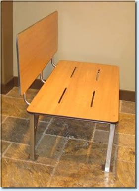 Adult dressing bench to allow room for undressing/redressing in public rooms