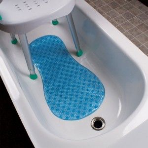 Carex Blue Bath Mat in tub with non-inclusive bath chair