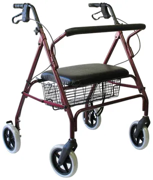 DMI Extra-Wide Heavy Duty Steel Rollator Walker - Red