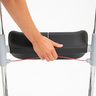 Leg support adjusts with one hand
